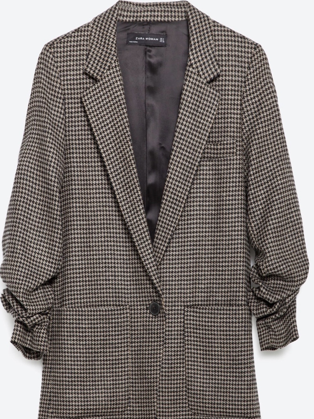 Zara Black & White Houndstooth oversized Coat